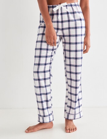 Whistle Sleep Check Flannel PJ Pant, White & Navy product photo