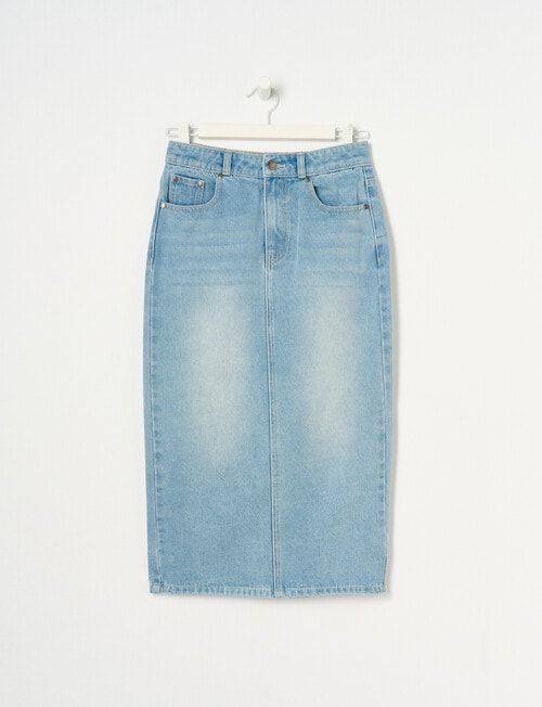 Switch Denim Midi Skirt, Mid Blue product photo