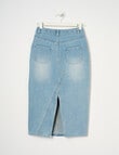 Switch Denim Midi Skirt, Mid Blue product photo View 02 S