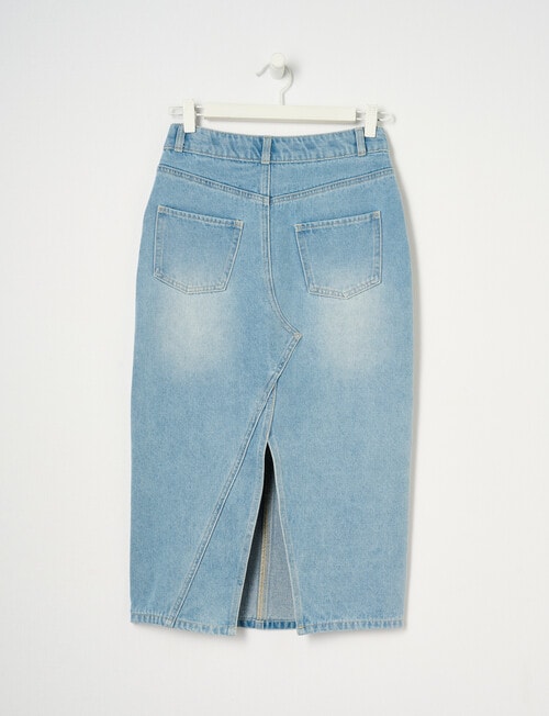 Switch Denim Midi Skirt, Mid Blue product photo View 02 L