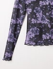 Switch Mesh Floral Long Sleeve Top, Lavender & Black product photo View 02 S