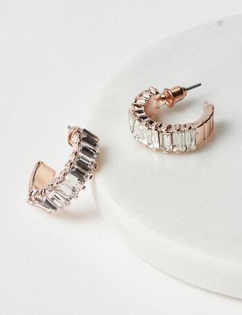 Harlow Radiant Sparkle Hoop Earrings, Rose Gold product photo