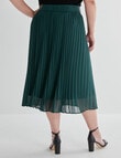 Studio Curve Belted Pleated Skirt, Emerald product photo View 02 S