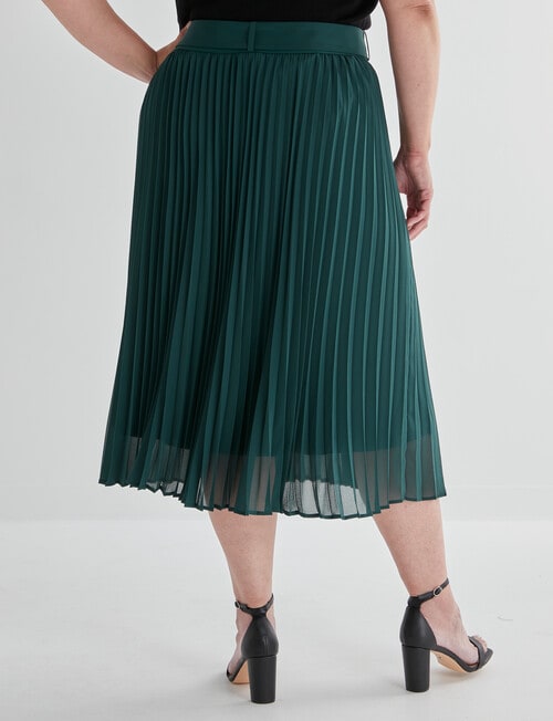 Studio Curve Belted Pleated Skirt, Emerald product photo View 02 L