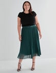 Studio Curve Belted Pleated Skirt, Emerald product photo View 03 S