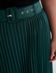 Studio Curve Belted Pleated Skirt, Emerald product photo View 04 S