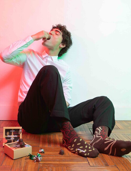 Eat My Socks Chocolate Box Socks, Brown product photo View 05 L