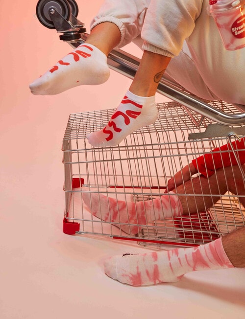 Eat My Socks Strawberry Smoothie Socks, 2-Pack, Pink & White product photo View 04 L