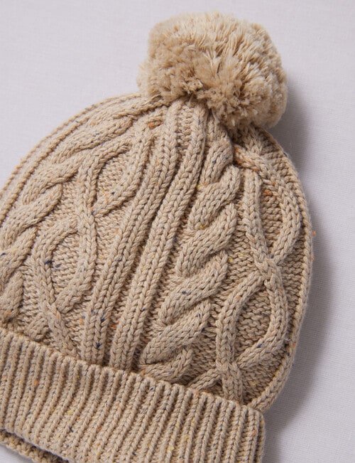 Teeny Weeny Cable Knit Beanie, Oatmeal product photo View 02 L
