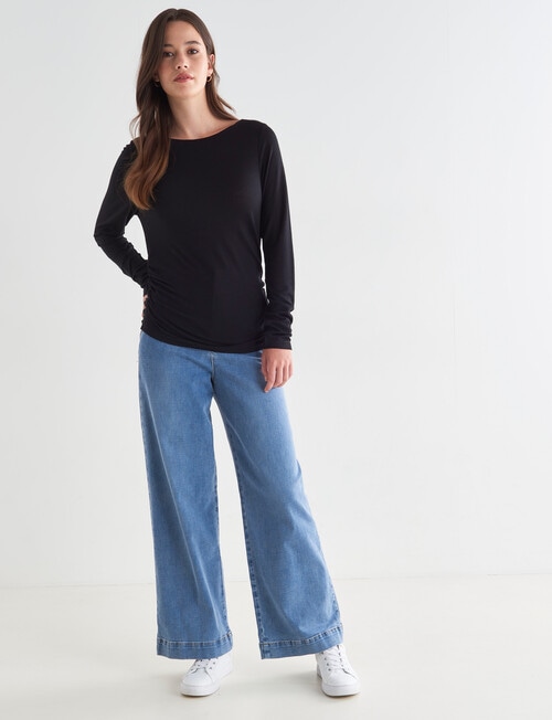 North South Merino Ruched Waist Top, Black product photo View 03 L