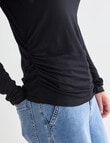 North South Merino Ruched Waist Top, Black product photo View 04 S