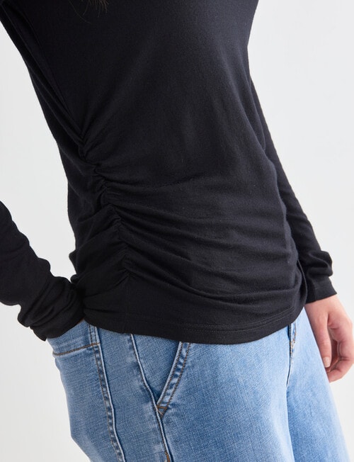 North South Merino Ruched Waist Top, Black product photo View 04 L