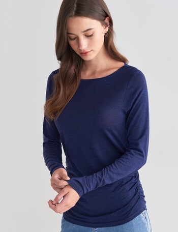 North South Merino Ruched Waist Top, Fuchsia product photo
