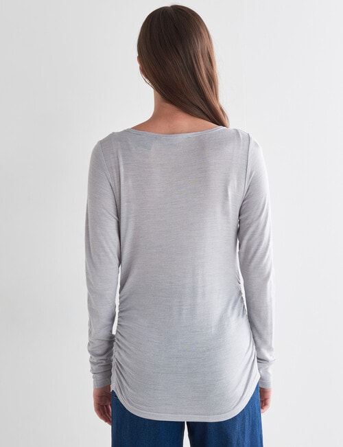 North South Merino Ruched Waist Top, Silver Marle product photo View 02 L