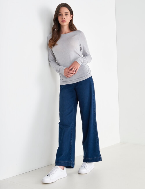 North South Merino Ruched Waist Top, Silver Marle product photo View 03 L