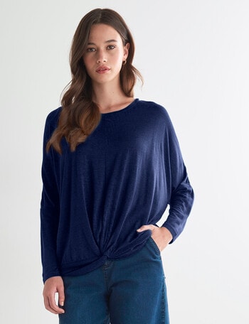 North South Merino Twist Front Top, Navy product photo