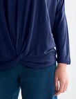 North South Merino Twist Front Top, Navy product photo View 03 S