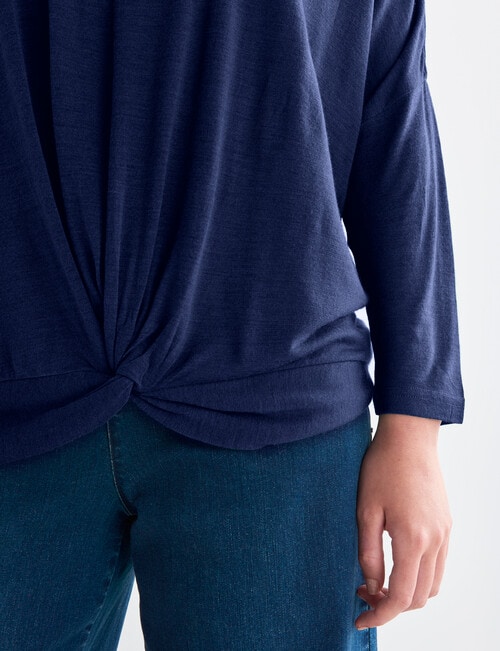 North South Merino Twist Front Top, Navy product photo View 03 L