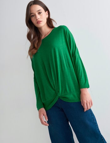 North South Merino Twist Front Top, Bright Green product photo