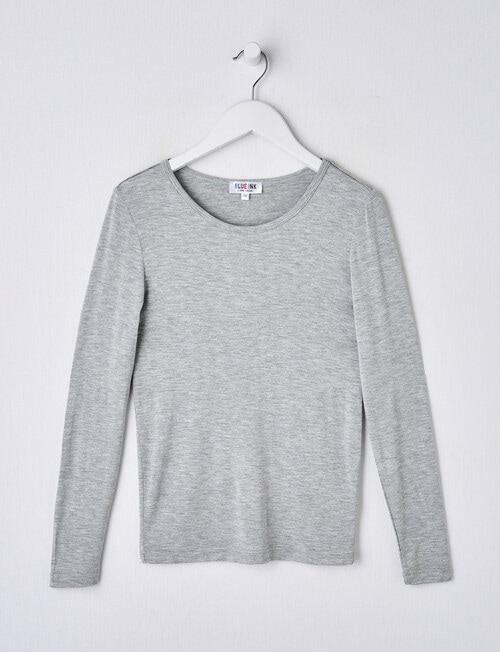 Blue Ink Bamboo Long Sleeve Top, Grey Marle product photo