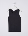 Blue Ink Bamboo Singlet, Black product photo