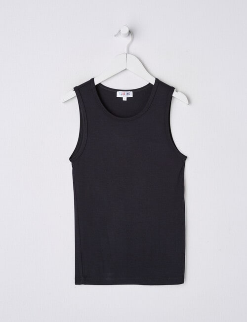 Blue Ink Bamboo Singlet, Black product photo