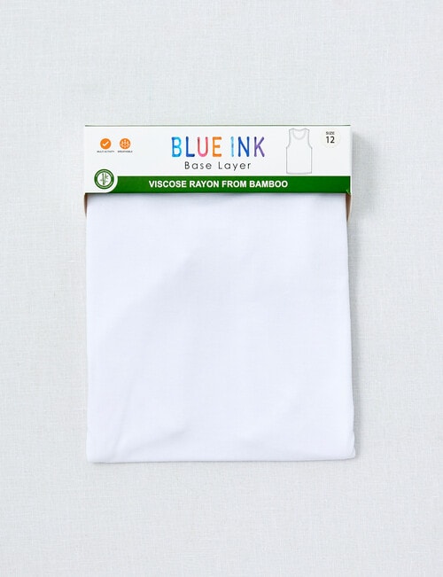 Blue Ink Bamboo Singlet, White product photo View 02 L