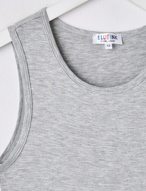 Blue Ink Bamboo Singlet, Grey Marle product photo View 02 L