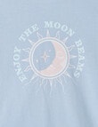 Sleep Squad Moon Beams Knit Long PJ Set, Blue, 8-16 product photo View 02 S