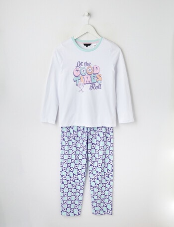 Sleep Squad Good Times Knit Long Pyjama Set, Green product photo