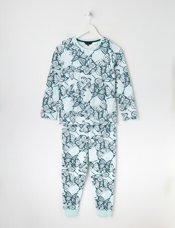 Sleep Squad Butterfly Knit Long Pyjama Set, Green product photo