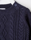 Teeny Weeny Crew Cable Jumper, Navy product photo View 02 S