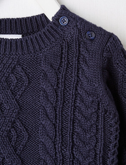 Teeny Weeny Crew Cable Jumper, Navy product photo View 02 L