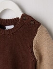 Teeny Weeny Crew Jumper, Brown & Beige product photo View 02 S