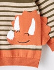 Teeny Weeny Stripe Dino Jumper, Green product photo View 02 S