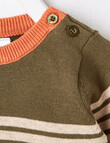 Teeny Weeny Stripe Dino Jumper, Green product photo View 03 S