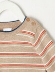 Teeny Weeny Fine Stripe Knit Jumper, Pumpkin & Oat Marle product photo View 02 S