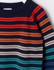 Teeny Weeny Fine Gauge Multi Stripe Knit Jumper, Navy product photo View 02 S