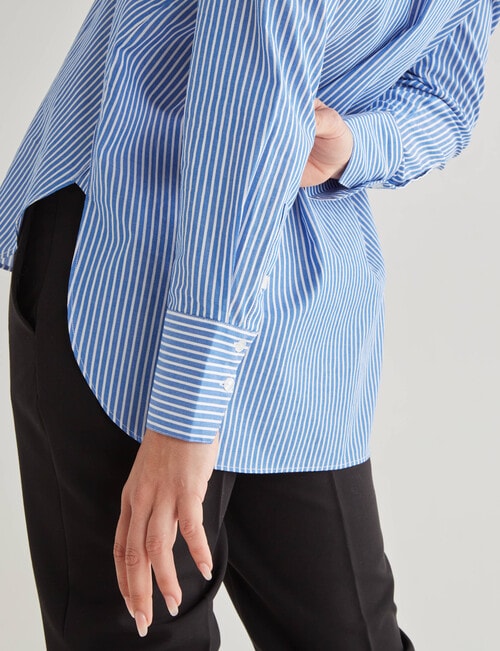 Oliver Black Stripe Long Sleeve Classic Shirt, Blue & White product photo View 04 L