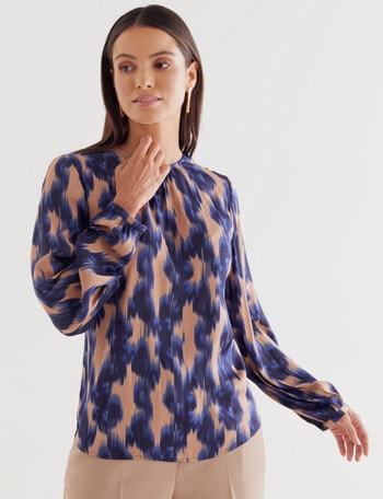 Oliver Black Smudge Print Long Sleeve Top, Blue product photo