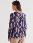 Oliver Black Smudge Print Long Sleeve Top, Blue product photo View 02 S