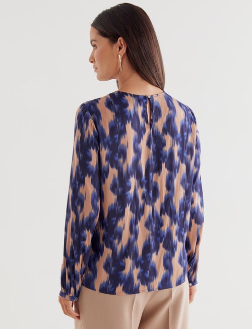 Oliver Black Smudge Print Long Sleeve Top, Blue product photo View 02 L