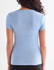 Essence Thermals Merino, Cotton Lace Trim Short Sleeve Top, Sky Blue, 10-18 product photo View 02 S