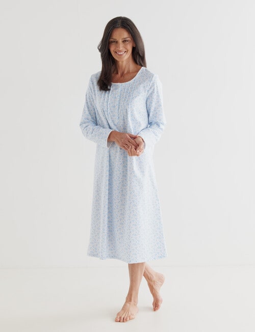 Ruby & Bloom Ditsy Flan Nightie, Pale Blue, 10-20 product photo View 03 L