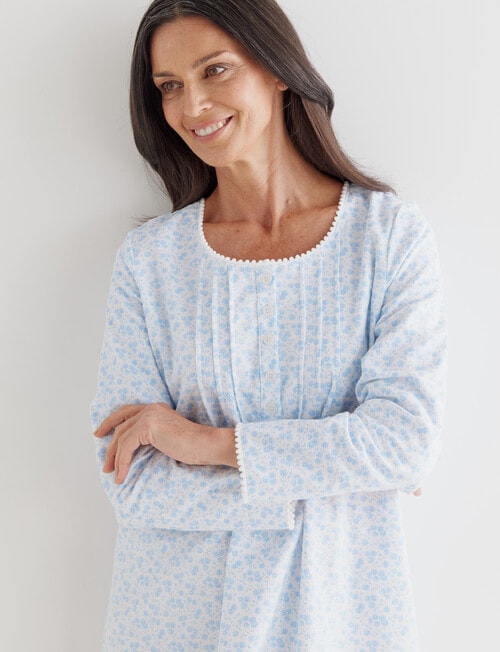 Ruby & Bloom Ditsy Flan Nightie, Pale Blue, 10-20 product photo View 04 L