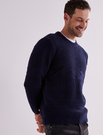 Gasoline Cable Lakes Crew Jumper, Navy product photo