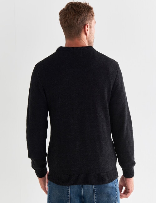 Gasoline Textured Sky Crew Off Jumper, Black product photo View 02 L