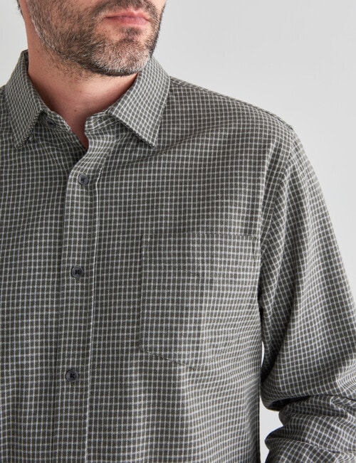 Chisel Mini Check Long Sleeve Shirt, Khaki product photo View 04 L
