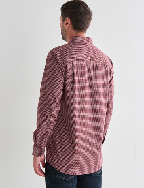 Chisel Mini Check Long Sleeve Shirt, Burgundy product photo View 02 L