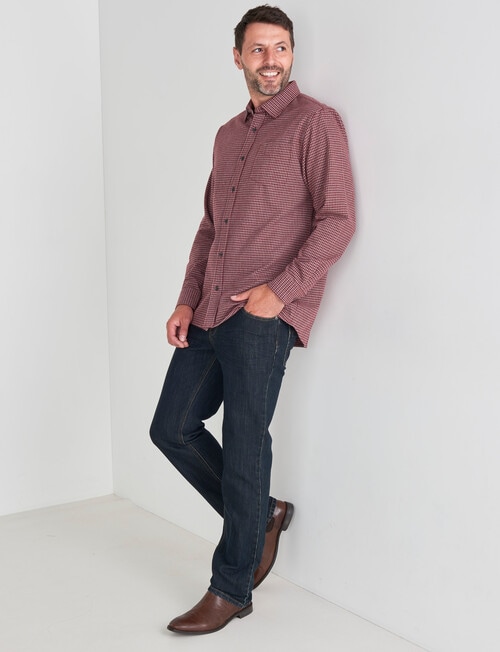 Chisel Mini Check Long Sleeve Shirt, Burgundy product photo View 03 L